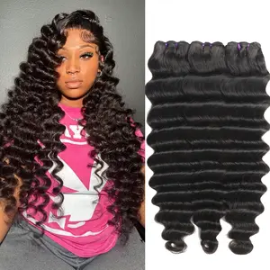 Beauty Queen Loose Deep Wave Bundles Human Hair 16A Unprocessed Brazilian Virgin Weave Hair Bundles Natural Black Color