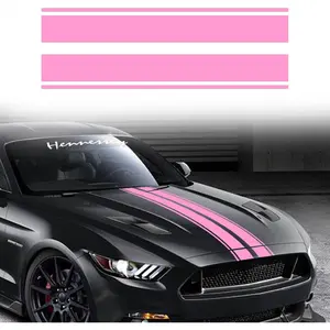 63''x11'' Racing Body Stripes Stickers,Cars Hood Vinyl Decals,Car Pattern Sticker (Pink)