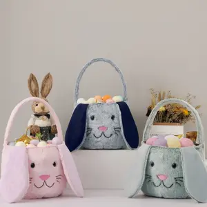 Easter Bunny Ear Gift Basket – Egg Hunt Tote for Kids  Candy Storage  Spring Home Decoration & Holiday Party Supplies