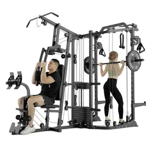 [5 packages shipping] Smith Machine Power Cage - Multi-Function Home Gym with Cable Crossover & 121LBS Weight Stack for Comprehensive Workouts