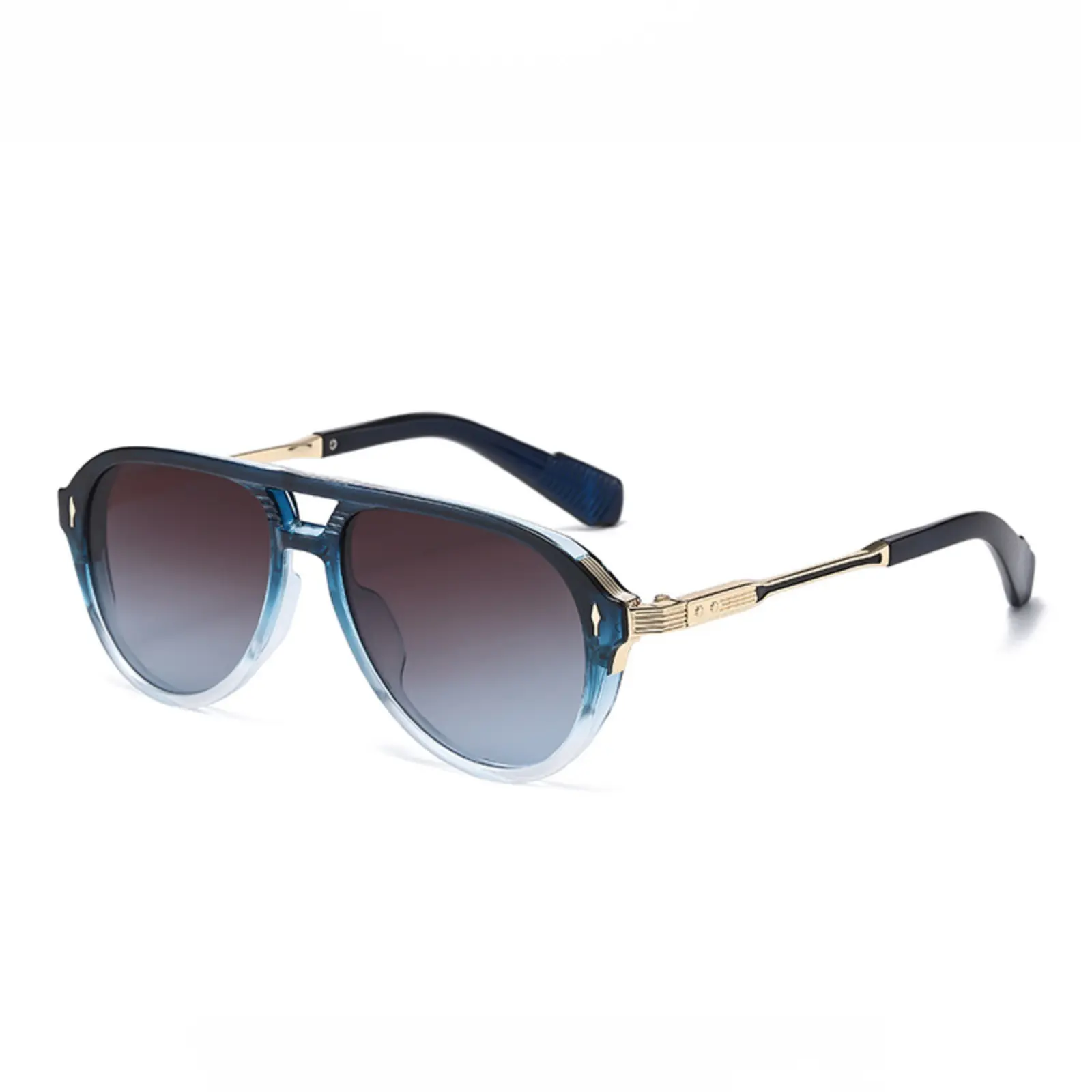 Retro Sports Eyewear for Men, Modern Trendy Square Pilot Frame with Double Bridge and Gradient Resin Lenses for Sun Protection, Modern Trendy Sunglasses, Mensfashion, Men's Sunglasses, Male, Outdoor, Frame Sports Eyewear, Classic Sports Eyewear