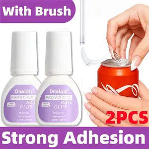 2PCS Nail Glue Super Strong And Waterproof, Long-Lasting 60+ Days, No Light Needed, Fast-Bonding, Heavy Duty Nail Glue For Press On Nails For Women, Nail Art, Nail Supplies, Extra Hold, Large Capacity, Gentle & Safe For Acrylic Nail