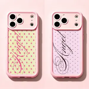 Y2K Coquette "Angel" Script Phone Case|Pink Polka Dot Aesthetic Protective Cover For iPhone 17 Pro Max 16 15 14 13 mini 12 mini 11 for Samsung S21 S22 S23 S24 S25 S26 Phone Case|Gift for Her