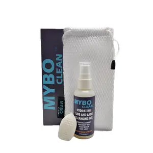 Mybo Clean Eyelid Cleansing Brush for Sensitive Skin (1 Pc) + Hydrating Lids and Lash Cleansing Gel (1Pc) + Travel Bag Ideal for Gentle Cleansing of the Eyelids On the Go