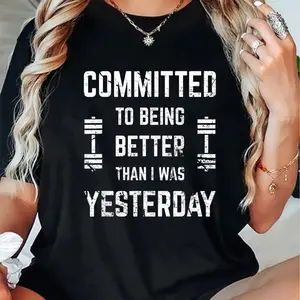 100% Cotton Unisex Crew Neck T-Shirt with Fitness Motivation Quote - Breathable & Absorbent Gym Workout Tee for All Seasons