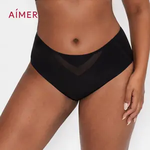 AIMER Mid Rise Panties for Women Seamless Underwear Soft Full Coverage Panty Comfortable Breathable Briefs Cotton Gusset Everyday Wear No Show Silhouette Smooth Invisible Under Clothes Stretchy Womenswear Basic Black Minimalist TikTokShopHolidayHaul