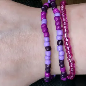 Stacked Purple Beaded Bracelet with Clasp