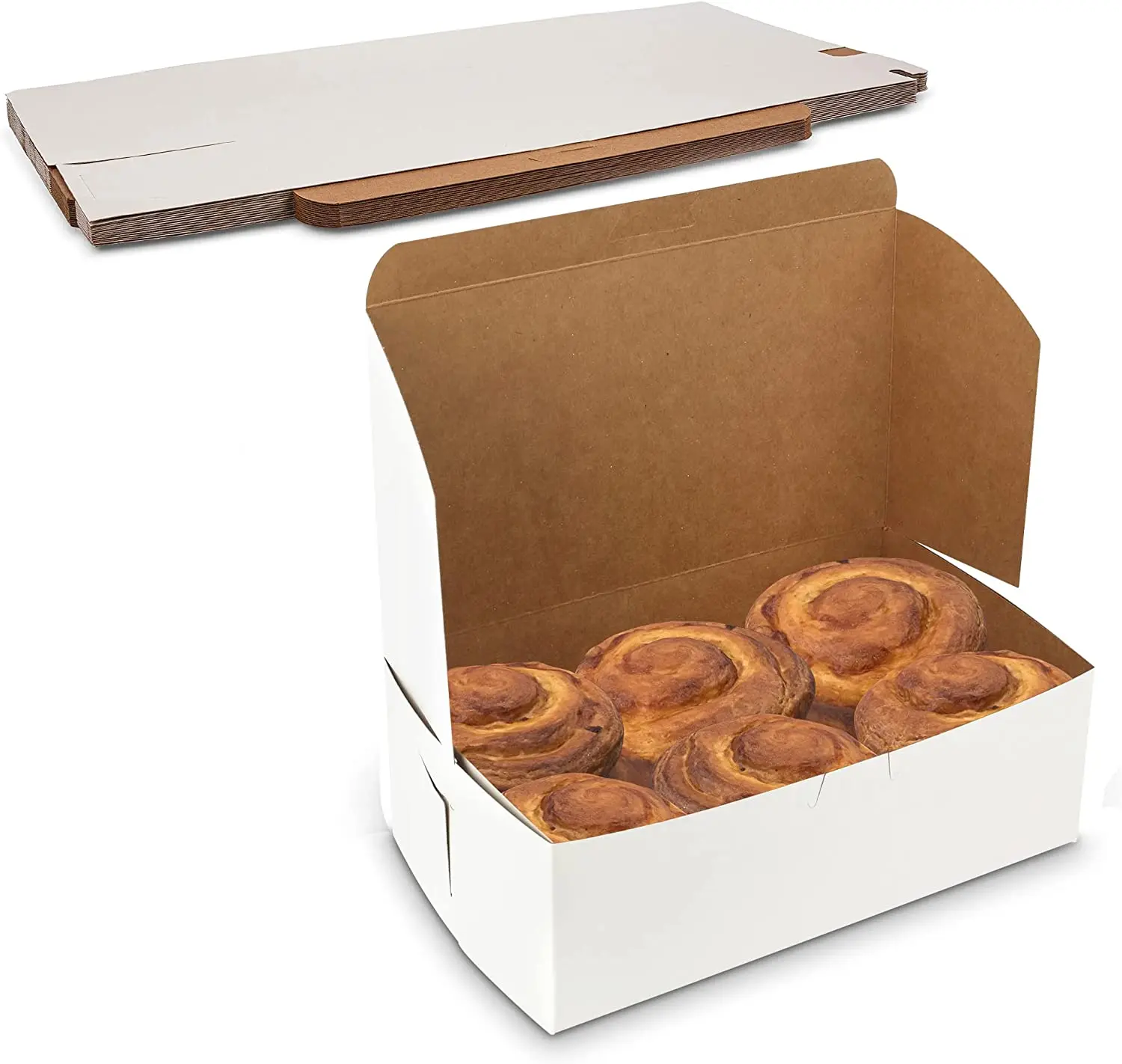 MT Products Sturdy White No-Window Treat Boxes - 8in x 5.5in x 4in, Made in USA for Office Gift Wrapping, Pastry & Baked Goods Packaging (Office Stationery Supplies)