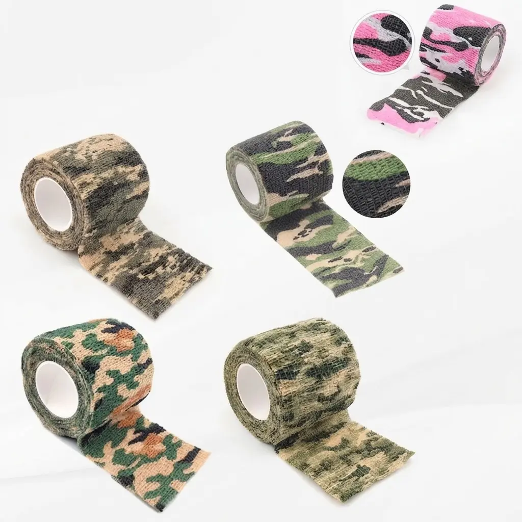 Unisex 3 Pack Tactical Wrap, Universal Sport Camouflage Self-Adhesive Elastic Non-Woven Cohesive Grip Tape, Waterproof Stretch Bandage for Outdoor Gear, Hunting Equipment, Bicycle Handlebars