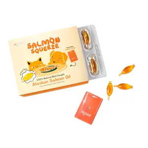 Spoonful Salmon Squeeze 100% Natural Wild-Caught Alaskan Salmon Oil 2,000 mg Omega-3 Softgel Squeezeable Softgels for Pets Dogs and Cats DHA, EPA Natural Astaxanthin Non-GMO Sustainable, Made in USA