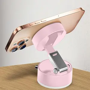 Vacuum Magnetic Suction Cup Folding & Rotating Bracket, Universal Vacuum Rotating Bracket, Mobile Phone Bracket for Home Office, Adjustable Cellphone Holder, Phone Mount