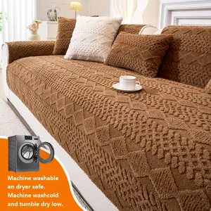 1pc Sofa Cover, Sofa Couch Covers, Thick Plush Pet Friendly Non-Slip Sofa Protector, Fits 1/2/3/4 Seater Sofas, Fall & Winter Home Decor