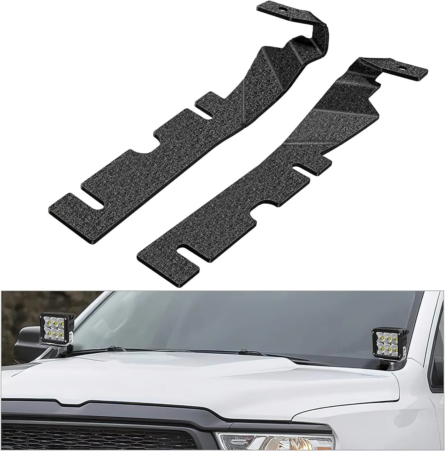 Nilight Ditch Light Brackets Hood Hinges Mount Brackets for Auxiliary Offroad LED Pod Light Work Light on 2009-2018 Dodge RAM 1500 2500 3500, 2 Years Warranty,Black Car Accessories, Led Car Lights