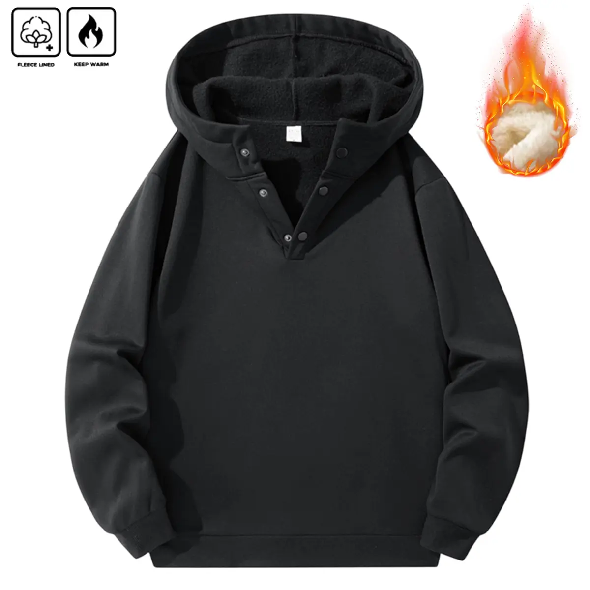 Men’s fleece sweatshirt for winter; men’s hooded sweatshirt for autumn/winter, thickened with fleece; black sweatshirt with warm pockets; men’s jacket for winter; pullover sweatshirt for spring/autumn/winter; casual sports hoodie