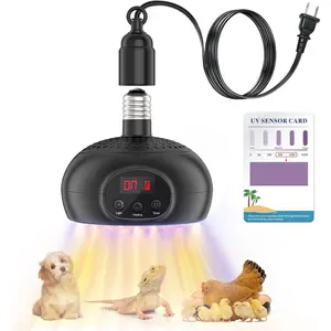 Chicken Coop Heater Lamps,200W-350W-500W Reptile Heating Lamp Upgraded with UVA UVB Ligh 3-6-9-12H Timer,Protable Greenhouse Heater for Outdoor Chicken Coop for Reptile Rabbits  Cats (Black)