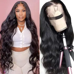 28 Inch 13x4 Lace Front Wigs Human Hair 180% Density Body Wave HD Lace Front Wigs Human Hair Pre Plucked Natural Color Glueless Wig 100% Virgin Human Hair Lace Front Wigs for Women