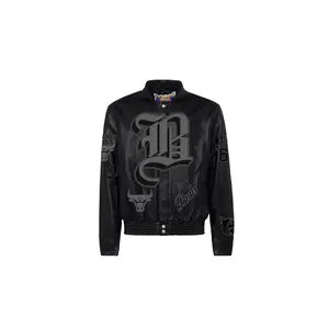 Chicago Bulls Leather Old English Varsity Jacket "Black" NBA CHI BUL 102