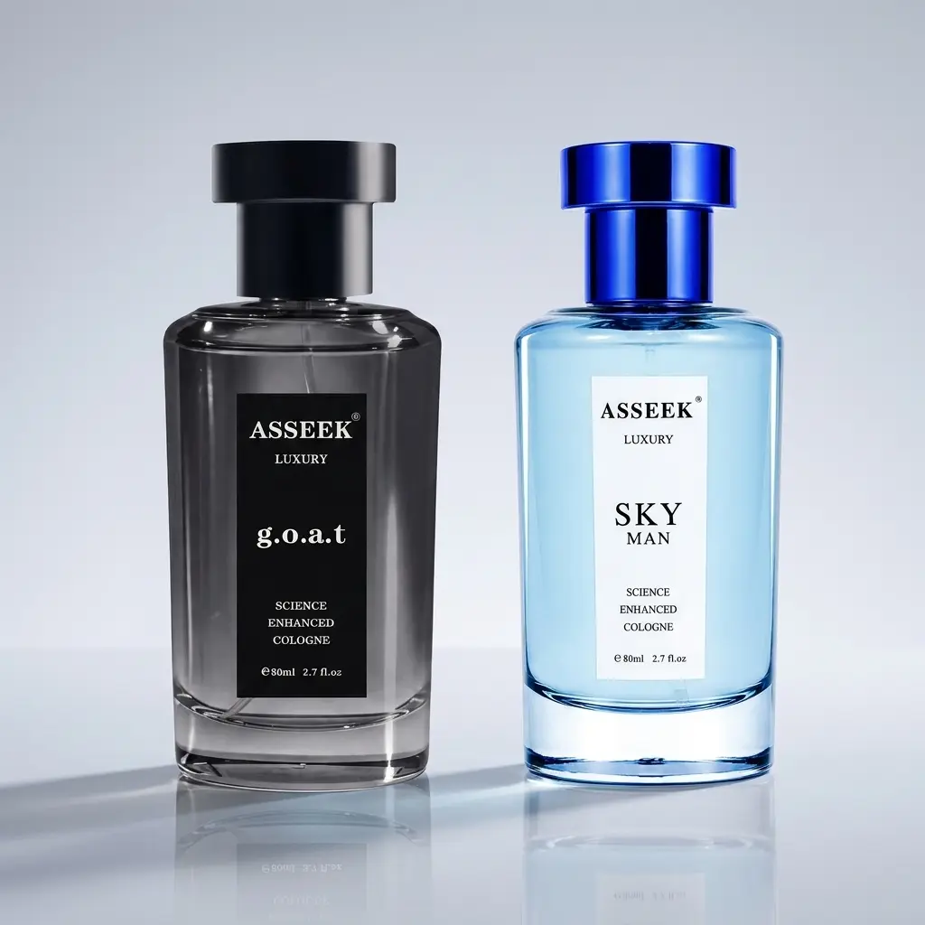 ASSEEK Luxury g.o.a.t & SKY MAN Men's Cologne Set | 2 x 80ml (2.7 fl oz Each) | Lemon, Cedar, Apple, Bergamot & Driftwood | Woody Fougere & Fresh Aquatic Fragrance Gift Set for Men
