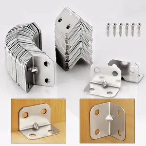 Four-Hole L-Shaped Corner Bracket, 90 Degree Angle Support, Adjustable Fastening, Durable for Tables Chairs Cabinets Closets, Mounting Brackets