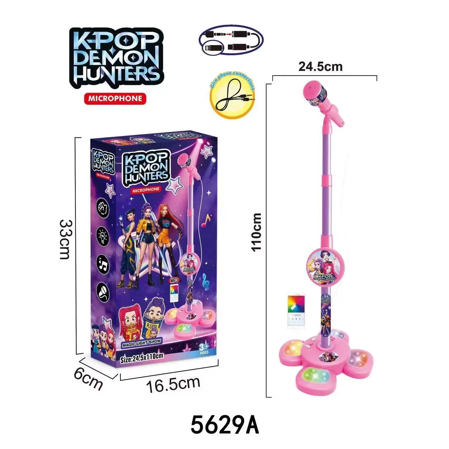 Toys Witch Hunters Microphone With Adjustable Stand Led Lights Support Mp3 Playback Karaoke Singing Music Performance Gift