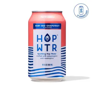 HOPWTR Ruby Red Grapefruit Flavor | Infused with Ashwagandha and L-theanine | Sparking Water, Beverage | 12oz
