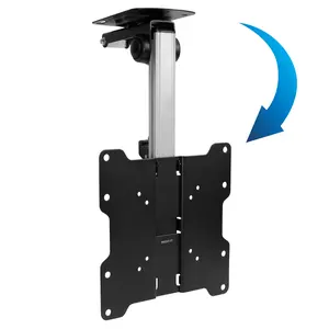 Mount-It! Flip Down Ceiling TV Mount for Under Cabinets Height Adjustable, Swivels, Foldable,  for 17”–27” TVs, VESA 75x75–200x200, Tilt & Swivel