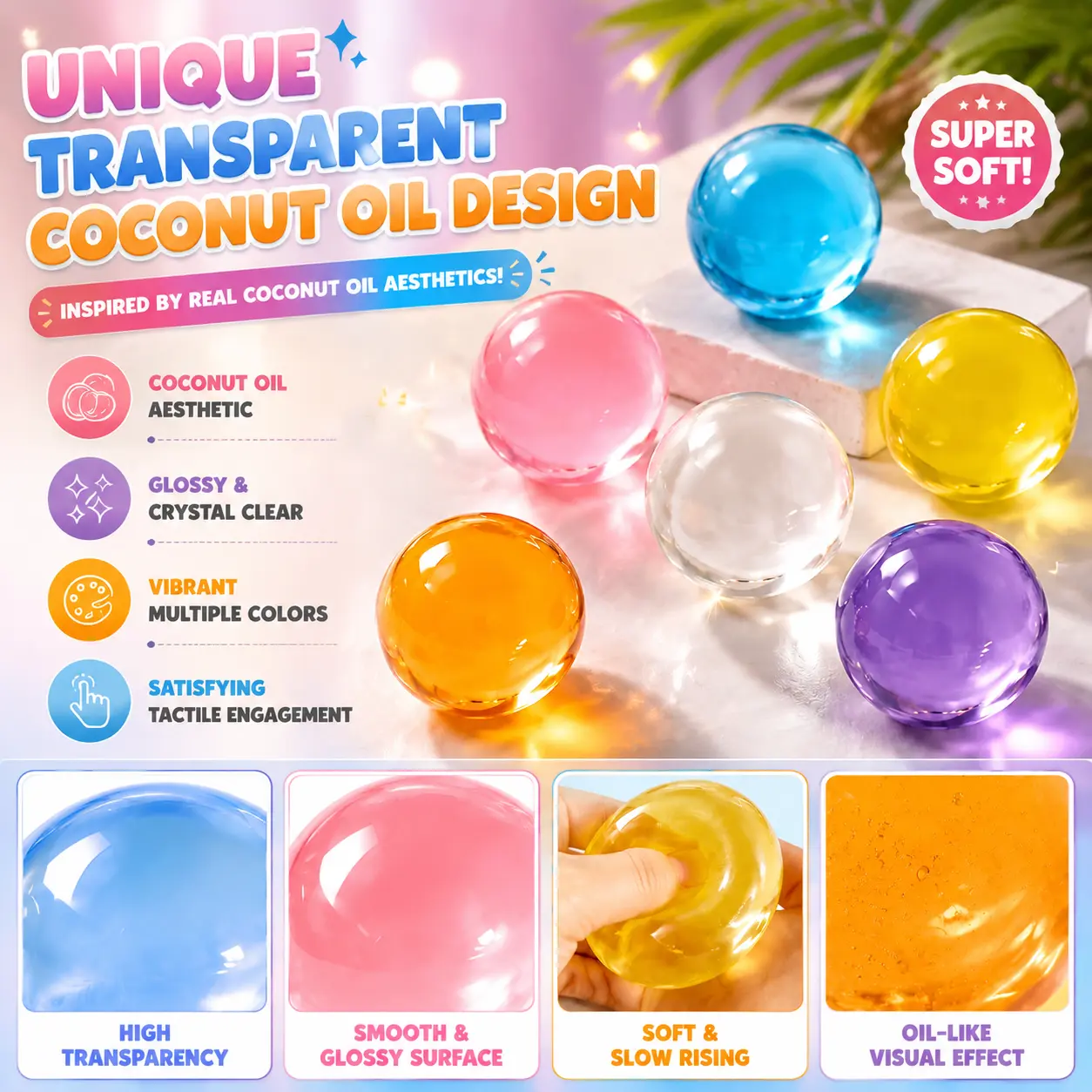 Crystal Clear Squishy Ball – The Ultimate Stress Relief Toy!