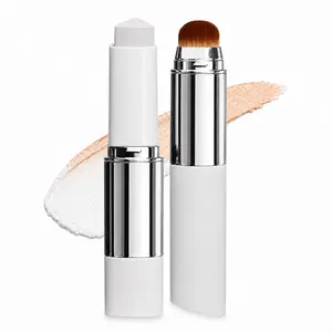 Blanc Cover Cream Stick V White - Korean Color-Changing Foundation Stick with Volufiline - Light to Coverage Dewy Finish Base Makeup - Dual-Ended with Detachable Brush