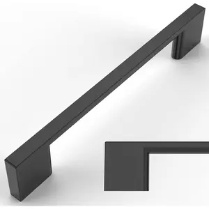 10 Pack Matte Black Cabinet Pulls 5 Inch(128MM) Hole Centers Kitchen Cabinet Hardware Handles for Cabinets Cupboard Drawer Pulls ZH0060