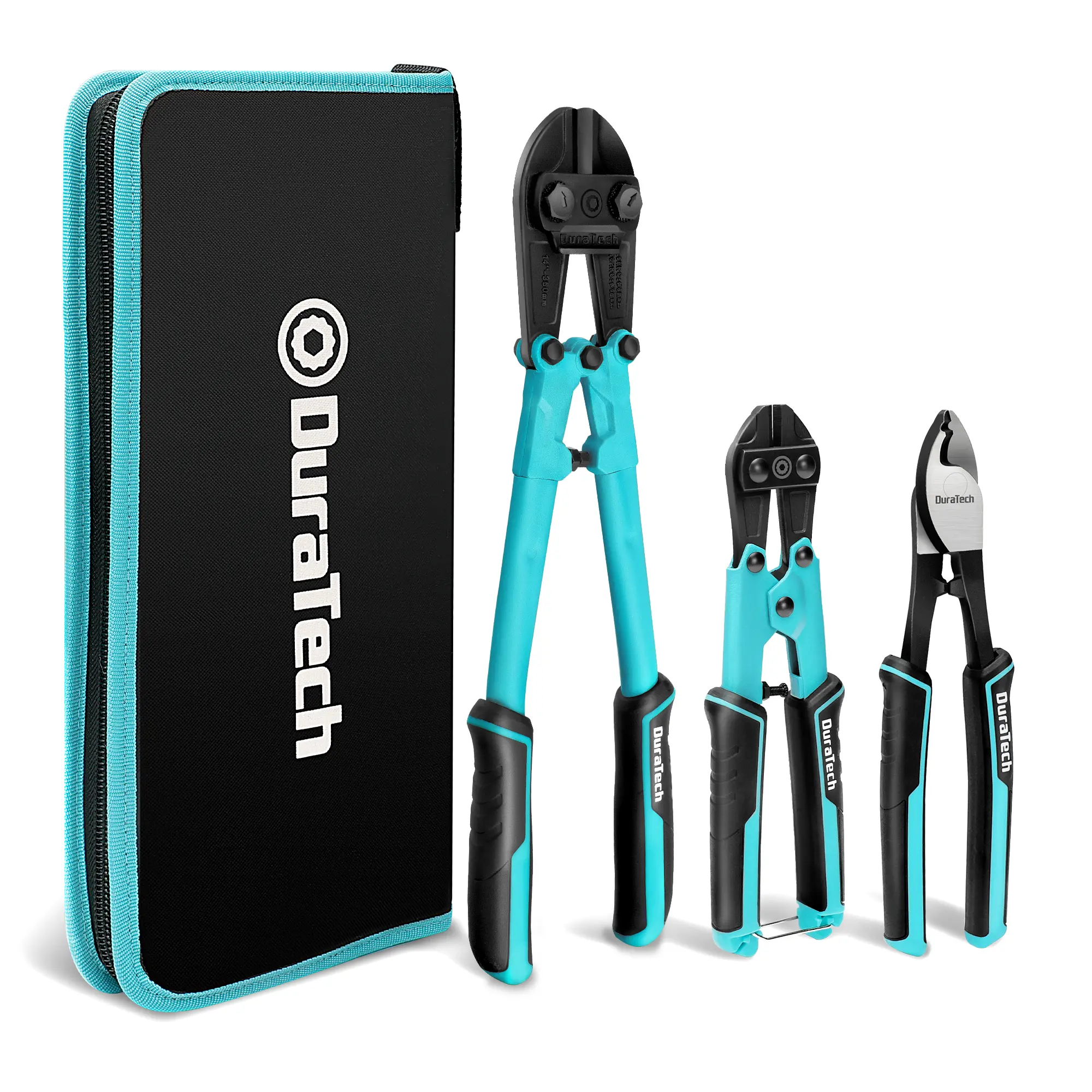 #BlackFriday DURATECH 3-Count Bolt Cutter Pliers Set, 14" Heavy Duty Bolt Cutter, 8" Mini Bolt Cutter, 8" Wire Cable Cutter with Carrying Case, Ergonomic Handle, Cr-V Blade for Bolts, Rivets, Chains, Wires
