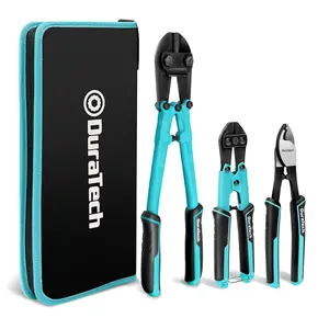 #JumpstartSale DURATECH 3-Count Bolt Cutter Pliers Set, 14" Heavy Duty Bolt Cutter, 8" Mini Bolt Cutter, 8" Wire Cable Cutter with Carrying Case, Ergonomic Handle, Cr-V Blade for Bolts, Rivets, Chains, Wires