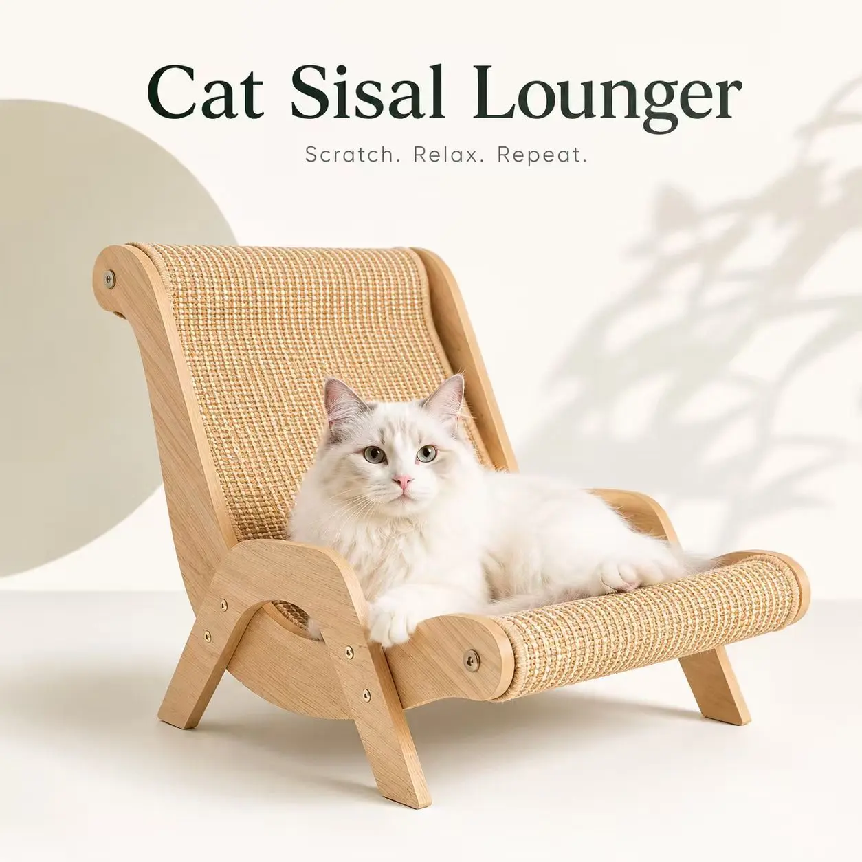 Classic Freestanding Natural Sisal Cat Lounge Scratcher Sofa - Chew-Resistant 2-in-1 Resting & Scratching Furniture Protection Bed, Indoor/Outdoor Pet Accessory for Cats Up to 20lb, Pet Lover Gift