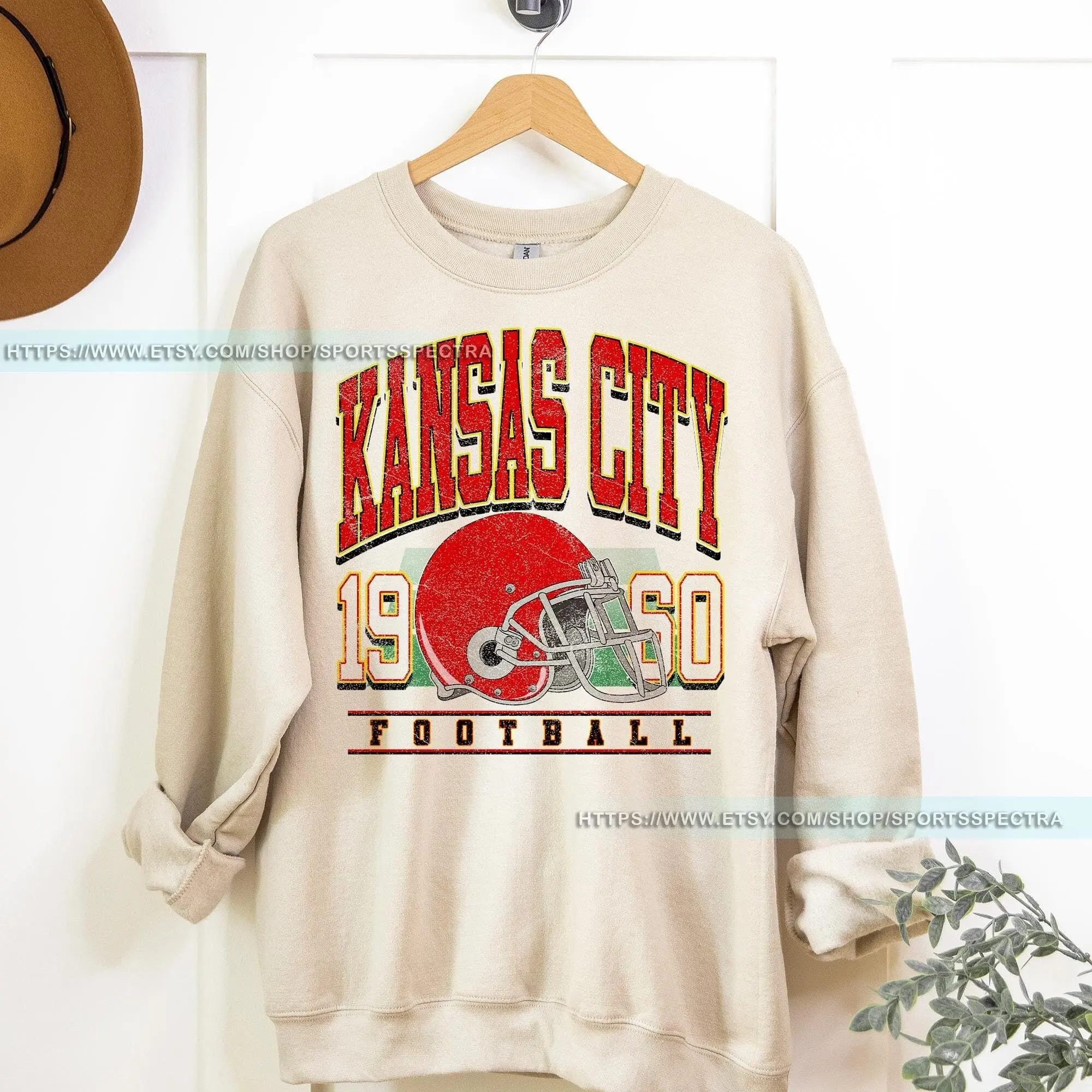 [Sale Up To 50%] Kansas City Football Vintage Sweatshirt, Kansas City Football Crewneck, Football Sweatshirt, Kansas City Fan Gifts