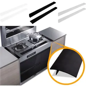 2 Pack Flexible Kitchen Stove Gap Covers, Silicone Gap Fillers Between Counter and Stovetop, Oven, Washer, Dryer, Easy to Wipe, Food grade (Black, 21 Inches)