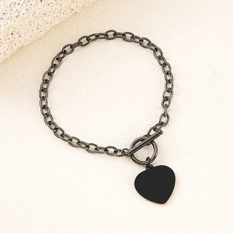 Black 20mm heart shaped OT buckle bracel
