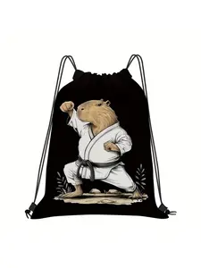 1 Funny Dolphin Martial Arts Rope Backpack - Tai Chi Practice,Travel Backpack with Safety Rope Closure - Lightweight Fitness Bag Suitable for Men and Women, Martial Arts Training - Birthday/Easter/July 4th Gift, Cartoon Animal Design, Soft Shell Structure