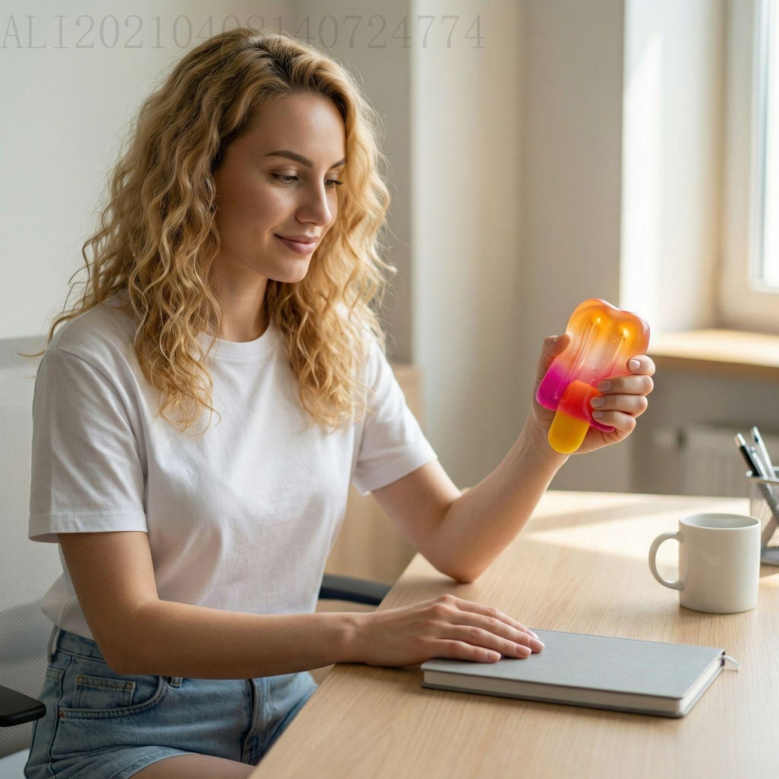 1pc Ice Cream Maltose Squeeze Toy, a soft,slow-rebound sensory toy.Needoh Giant Soft Ice Cream Stick Bead Toy, Stress Relief, Anxiety, Adhd, Autism, Boys, Girls, Adults, Calming Toy，A breathable, relaxing, soft, and slow-bouncing stress-relief desk gadget