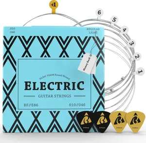Electric Guitar Strings 10-46 (nickel steel) Guitar Strings Electric (6 string set) + 4 picks + extra 1E guitar string (cuerdas de guitarra electrica/cuerdas para guitarra/parts accessories)