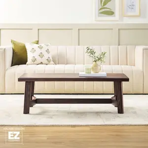 Walker Edison WECOL25OS1DB1 Modern Farmhouse Rustic Solid Wood 48 in. Rectangular Crafted Mid-Size Plastic-Free Espresso Coffee Table - Espresso Coffee Tables, Crafted Coffee Tables
