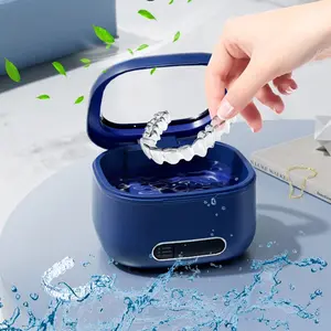 New portable ultrasonic dental appliance cleaning machine, dental appliance holder, household denture cleaning device, a good item for home and travel