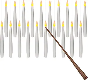 20 count Flameless Taper Floating Candles with Magic Wand Remote, Flickering Warm Light,  Operated 6.1" LED Electric Window Candle, Decor for Christmas, Wedding, Halloween, Birthday Party