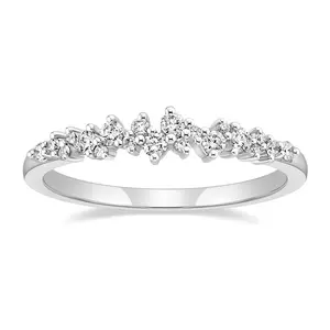 EAMTI Wedding Bands for Women Silver 14K Gold Plated Rose Gold Plated Dainty Stackable CZ Cubic Zirconia Engagement Rings for Her