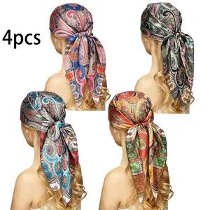 Fashion 4-piece Paisley Pattern Design Headscarf Set - Vintage Hairband, Scarf | Fashion Accessories Suitable for Casual and Bohemian Styles Paisley Print Scarf Boho Style Scarf