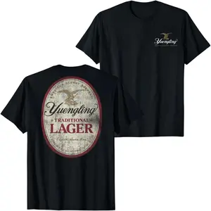 Yuengling Traditional Lager Beer Logo Graphic T-Shirt Vintage Distressed Oval Brewery Label Tee, Retro American Beer Lover Shirt for Men Women, Unisex Streetwear Summer Casual Top