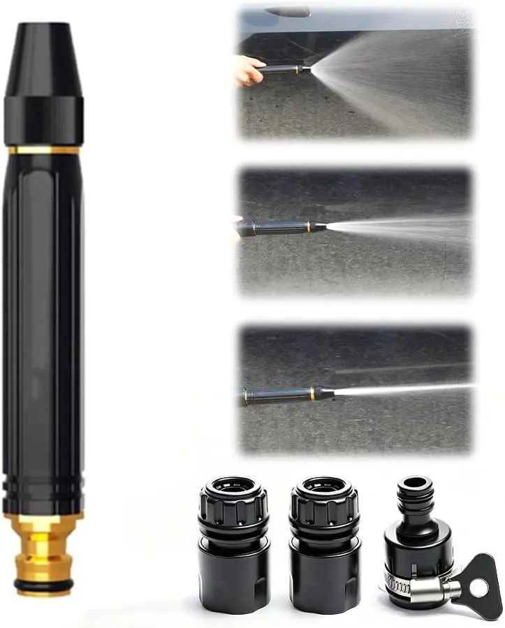 2026 Upgrade Adjustable Flow Outdoor Car Wash Water Gun - High Pressure Hose Watering Equipment with Booster Nozzle, Pressure Washer Hose Attachment for Car, Plant Watering