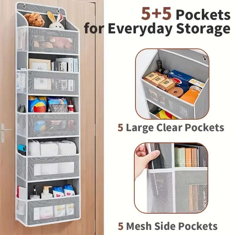 Over-the-Door Hanging Organizer Storage Rack | 44–60 lb load capacity | Space-saving organizer for bathroom, bedroom closet, pantry | Back-to-school essential dorm storage bag | Easy installation, no tools required