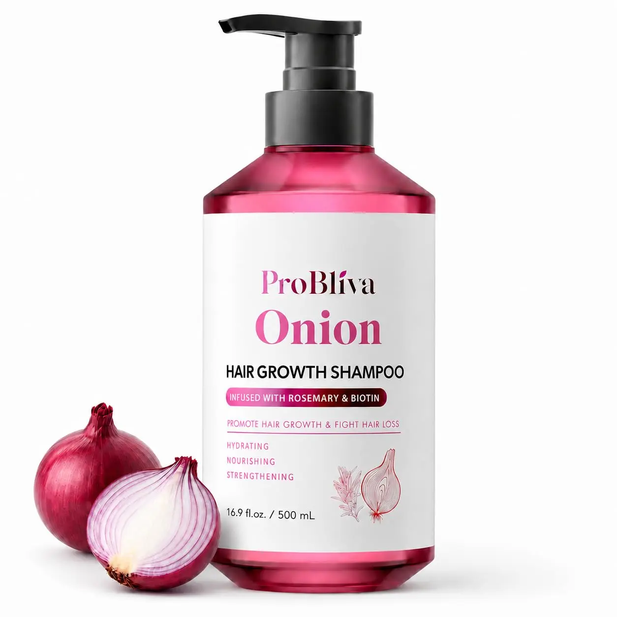 ProBliva Onion Shampoo for Hair Growth: Onion Hydrosol Shampoo with Biotin and Rosemary for Hair Loss and Thinning Hair - Promotes Healthier, Thicker and Stronger Hair for Women and Men