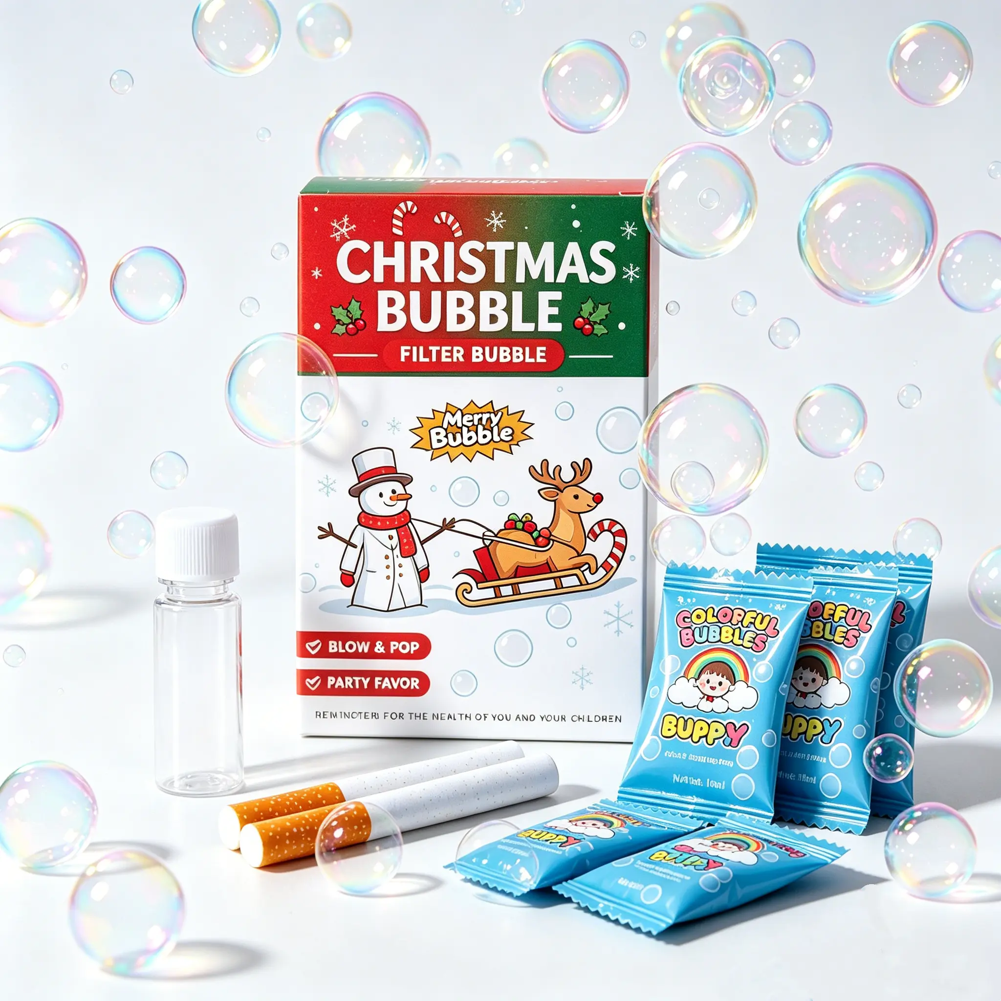 SummerWins Bubble Cigarette Stress Relief Toy Fake Cigarette Mini Bubble Blower Bubble Sticks Relaxation Birthday Christmas Party Gift for Men Women