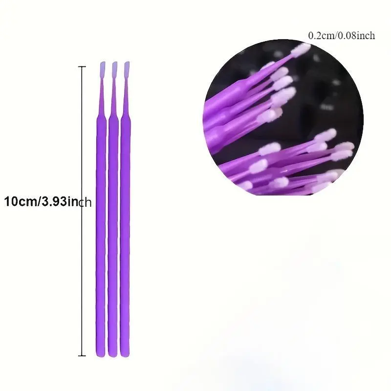 Disposable Lint-Free Cotton Micro Brush Applicators (100 Count) with Refill Pouch, for Eyelash Extensions, Eye/Lip Makeup & Serum Application