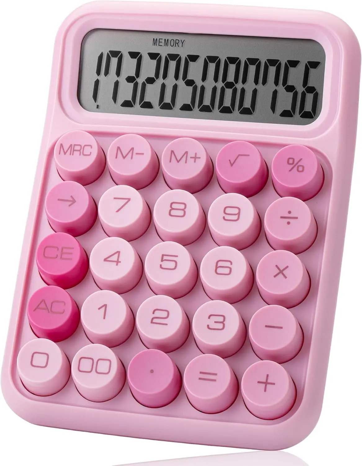 Mechanical Switch Calculator, 12 Digit Large LCD Display, Pink Desktop Calculator with Big Buttons, Mechanical Keyboard Calculator for Home, School & Office